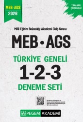 2026 MEB AGS Tamamı Çözümlü Türkiye Geneli 1-2-3 3`lü Deneme Seti - Pegem Akademi Yayıncılık