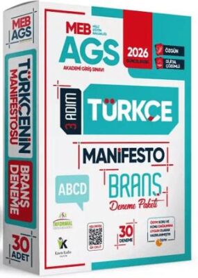 2026 MEB-AGS Türkçe 3 Adım Manifesto Branş Deneme Paketi 30lu Dijital Çözümlü Sözel Mantık Dahil - 1
