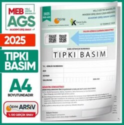 2025 MEB AGS Tıpkı Basım Çıkmış Soru ÖSYM Kitapçığı Tam Hali Video-PDF Çözümlü Türkiye Geneli - Karakutu Yayın
