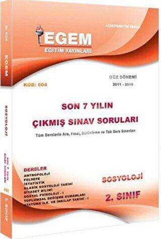 2. Sınıf Sosyoloji Çıkmış Sınav Soruları - Egem Eğitim Yayınları