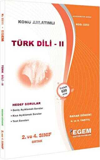 Türk Dili-2 Bahar Dönemi Konu Anlatımlı Soru Bankası - Egem Eğitim Yayınları