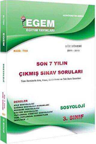 3. Sınıf Sosyoloji Çıkmış Sınav Soruları - Egem Eğitim Yayınları