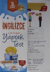Güneş Yayın Dağıtım 3. Sınıf İngilizce Çek Kopar Yaprak Test - Güneş Yayın Dağıtım