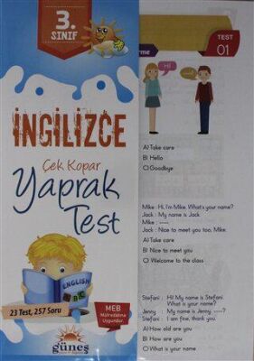 Güneş Yayın Dağıtım 3. Sınıf İngilizce Çek Kopar Yaprak Test - 1