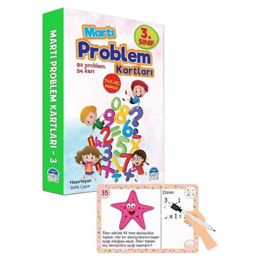 3. Sınıf Problem Kartları - Yaz Sil Kalemli - Martı Çocuk Yayınları