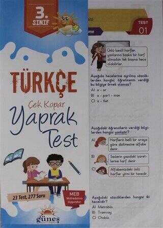 Güneş Yayın Dağıtım 3. Sınıf Türkçe Çek Kopar Yaprak Test