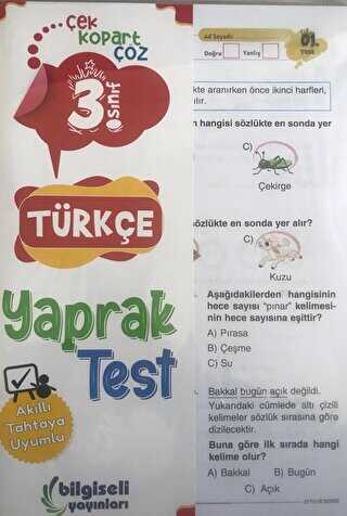 Bilgiseli Yayınları 3. Sınıf Türkçe Çek Kopart Yaprak Test