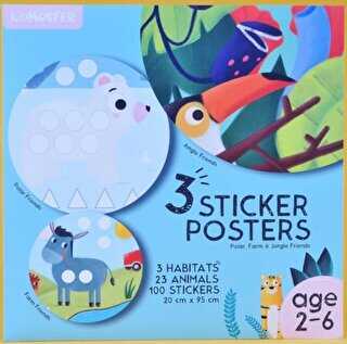 3`lü Habitat Sticker Poster - Orman, Kutup ve Çiftlik Arkadaşları