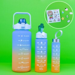 3`lü Motivasyon Matara Mavi Turuncu - Krd Home