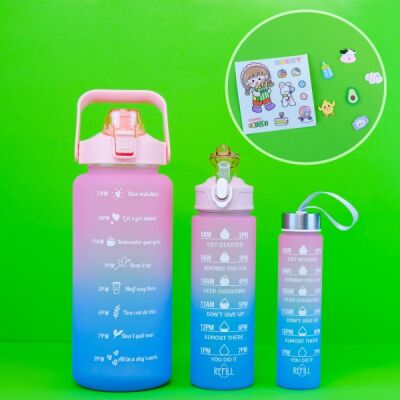 3`lü Motivasyon Matara Pembe Mavi - 1