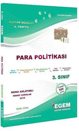 3. Sınıf 6. Yarıyıl Para Politikası Konu Anlatımlı Hedef Sorular - Egem Eğitim Yayınları