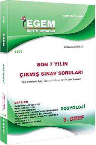 3. Sınıf Sosyoloji Çıkmış Sınav Soruları - Egem Eğitim Yayınları