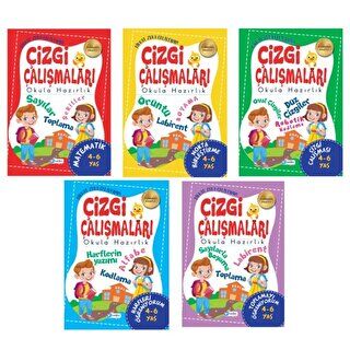 4-6 Yaş Çizgi Çalışmaları Seti - 5 Kitap Takım - 1