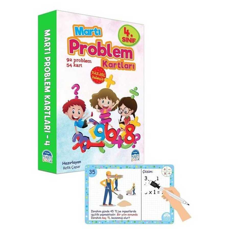 4. Sınıf Problem Kartları - Yaz Sil Kalemli - Martı Çocuk Yayınları