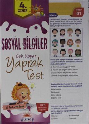 Güneş Yayın Dağıtım 4. Sınıf Sosyal Bilgiler Çek Kopar Yaprak Test - 1