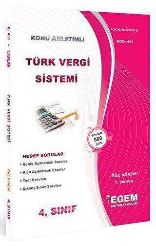 Egem Eğitim Yayınları 4. Sınıf 7. Yarıyıl Türk Vergi Sistemi Hedef Sorular Kod 451