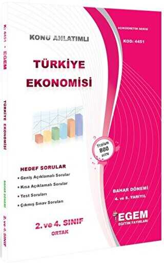 Egem Eğitim Yayınları 2. ve 4. Sınıf 4. ve 8. Yarıyıl Konu Anlatımlı Türkiye Ekonomisi - Kod 4451