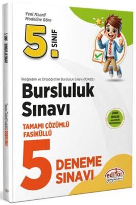Editör Yayınevi 5. Sınıf Bursluluk Sınavı Tamamı Çözümlü 5 Deneme Sınavı - 1