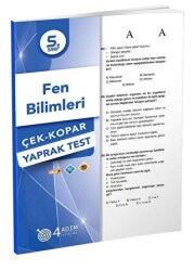 5. Sınıf Fen Bilimleri Yaprak Test - 4 Adım Yayınları