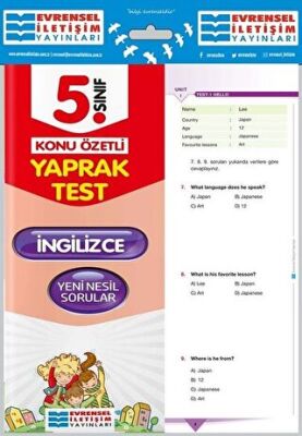 Evrensel İletişim Yayınları 5. Sınıf İngilizce Konu Özetli Yaprak Test - 1