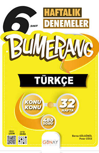 Günay Yayınları 6. Sınıf Bumerang 32 Haftalık Türkçe Denemeleri