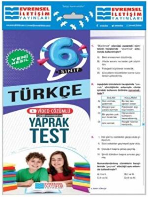 Evrensel İletişim Yayınları 6. Sınıf Türkçe Yeni Nesil Video Çözümlü Yaprak Test - 1