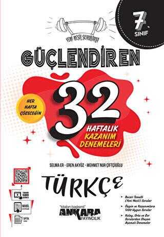 Ankara Yayıncılık 7. Sınıf Güçlendiren 32 Haftalık Türkçe Kazanım Denemeleri