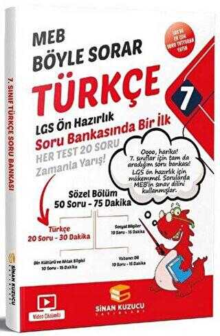 Sinan Kuzucu Yayınları 7. Sınıf Meb Böyle Sorar Türkçe Soru Bankası