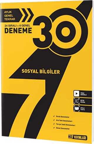 Hız Yayınları 7. Sınıf Sosyal Bilgiler 30 Deneme