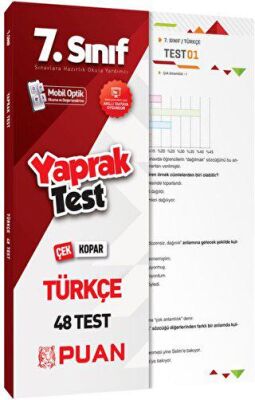 Puan Yayınları Puan Yayınları 7. Sınıf Türkçe Yaprak Test - 1