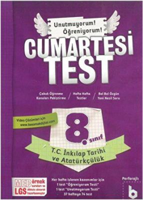 8. Sınıf Cumartesi Test T.C İnkılap Tarihi ve Atatürkçülük kapağı