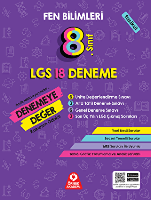 Örnek Akademi 8. Sınıf Denemeye Değer Fen Bilimleri LGS 18 Deneme - 1