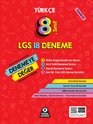 Örnek Akademi 8. Sınıf Denemeye Değer Türkçe LGS 18 Deneme - 1