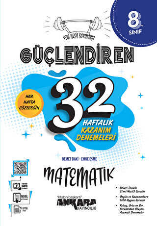 Ankara Yayıncılık 8. Sınıf Güçlendiren 32 Haftalık Matematik Kazanım Denemeleri