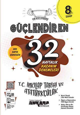 8. Sınıf Güçlendiren 32 Haftalık T.C İnkılap Tarihi Ve Atatürkçülük Kazanım Denemeleri Ankara Yayıncılık