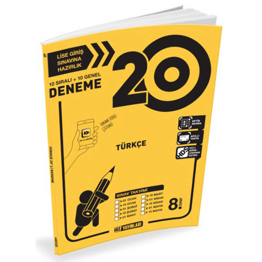 8. Sınıf LGS 20 li Türkçe Deneme Hız Yayınları - Hız Yayınları