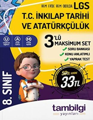 Tambilgi Yayınları 8. Sınıf LGS T.C. İnkılap Tarihi ve Atatürkçülük 3`lü Maksimum Set - 1