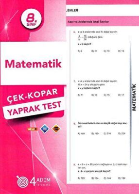 4 Adım Yayınları 8. Sınıf Matematik Çek-Kopar Yaprak Test - 1