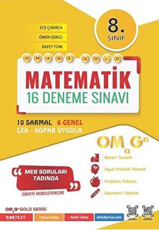 Nartest Yayınevi 8. Sınıf Omage Gold Matematik 16 Deneme Sınavı