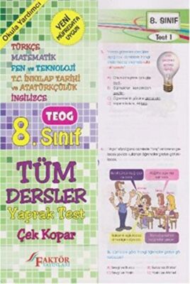 8. Sınıf Tüm Dersler Çek Kopar Yaprak Test - 1