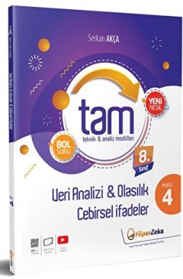 Hiper Zeka Yayınları 8. Sınıf TAM Matematik 4 - Veri Analizi, Olasılık, Cebirsel İfadeler - 1