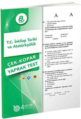 4 Adım Yayınları 8. Sınıf T.C. İnkılap Tarihi ve Atatürkçülük Çek-Kopar Yaprak Test - 1