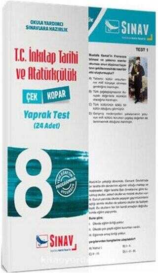 Sınav Yayınları 8. Sınıf T.C İnkılap Tarihi ve Atatürkçülük Çek Kopar Yaprak Test