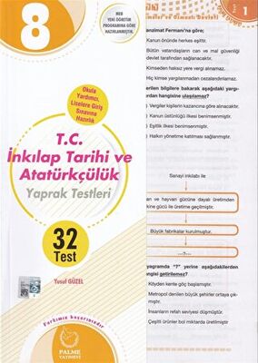 8. Sınıf T.C. İnkılap Tarihi ve Atatürkçülük Yaprak Test - 1