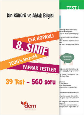 Dem Yayınları 8. Sınıf TEOG Din Kültürü ve Ahlak Bilgisi Çek Koparlı Yaprak Testler - 1