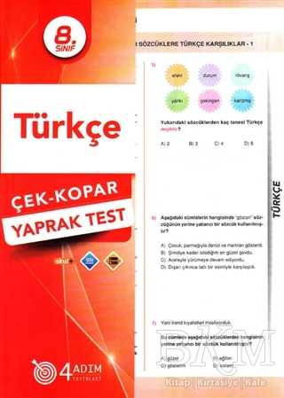 4 Adım Yayınları 8. Sınıf Türkçe Çek-Kopar Yaprak Test