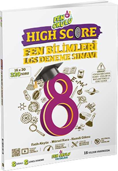 Fen Okulu Yayınları 8. Sınıf High Score Fen Bilimleri LGS Deneme Sınavı