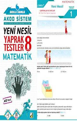 Damla Yayınevi - Bayilik Akıllı Damla Matematik Yeni Nesil Yaprak Testler - 8. Sınıf