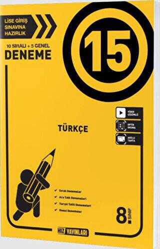 Hız Yayınları 8. Sınıf Türkçe 15 Deneme