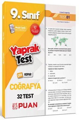 Puan Yayınları 9. Sınıf Coğrafya Yaprak Test - 1